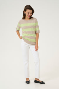 LIZZA Striped Knit ~ Feather Grey/ Lime