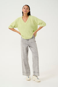 EMILIE V-Neck Pullover ~ Lime, Peach