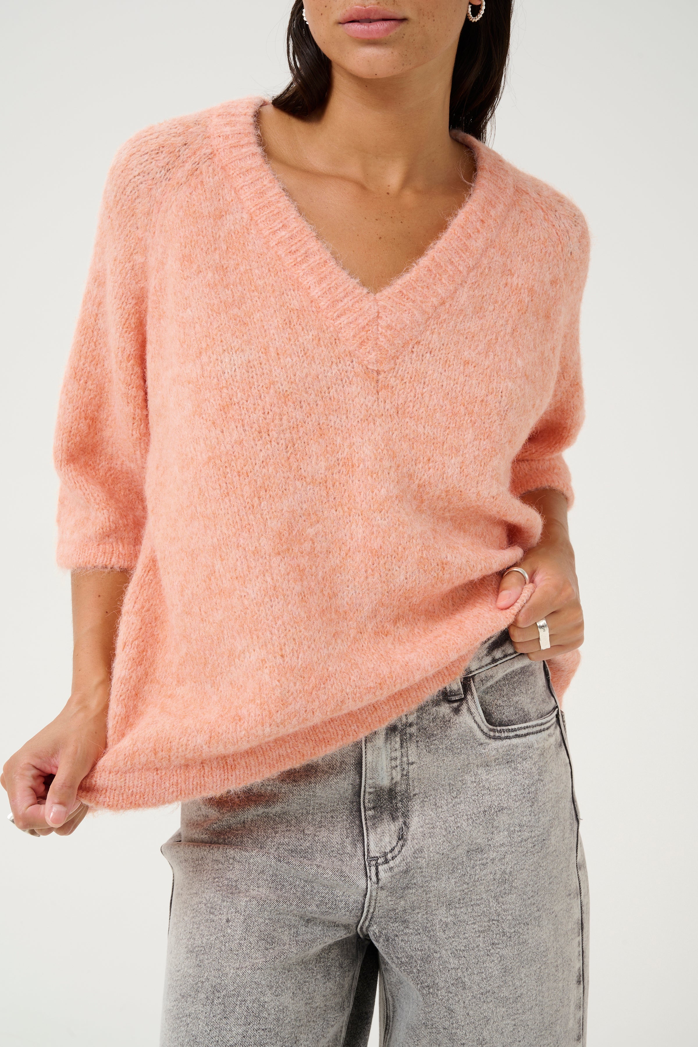 EMILIE V-Neck Pullover ~ Lime, Peach