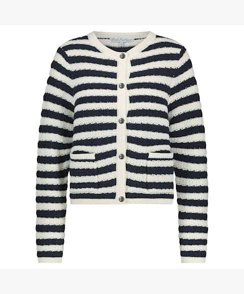 DANELLE Cardigan ~ Ecru & Navy Stripe