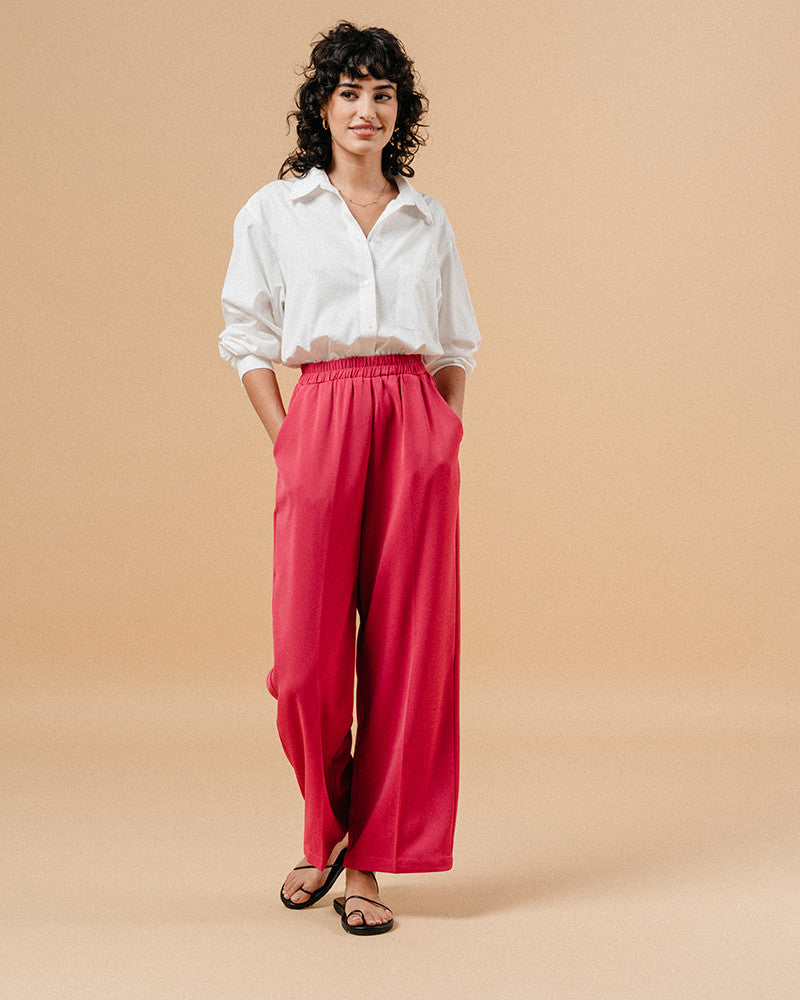 MATCH Wide Leg Trousers in Peony Pink