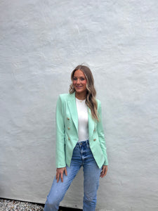 MARTHA  Double Breasted Blazer in Soft Mint