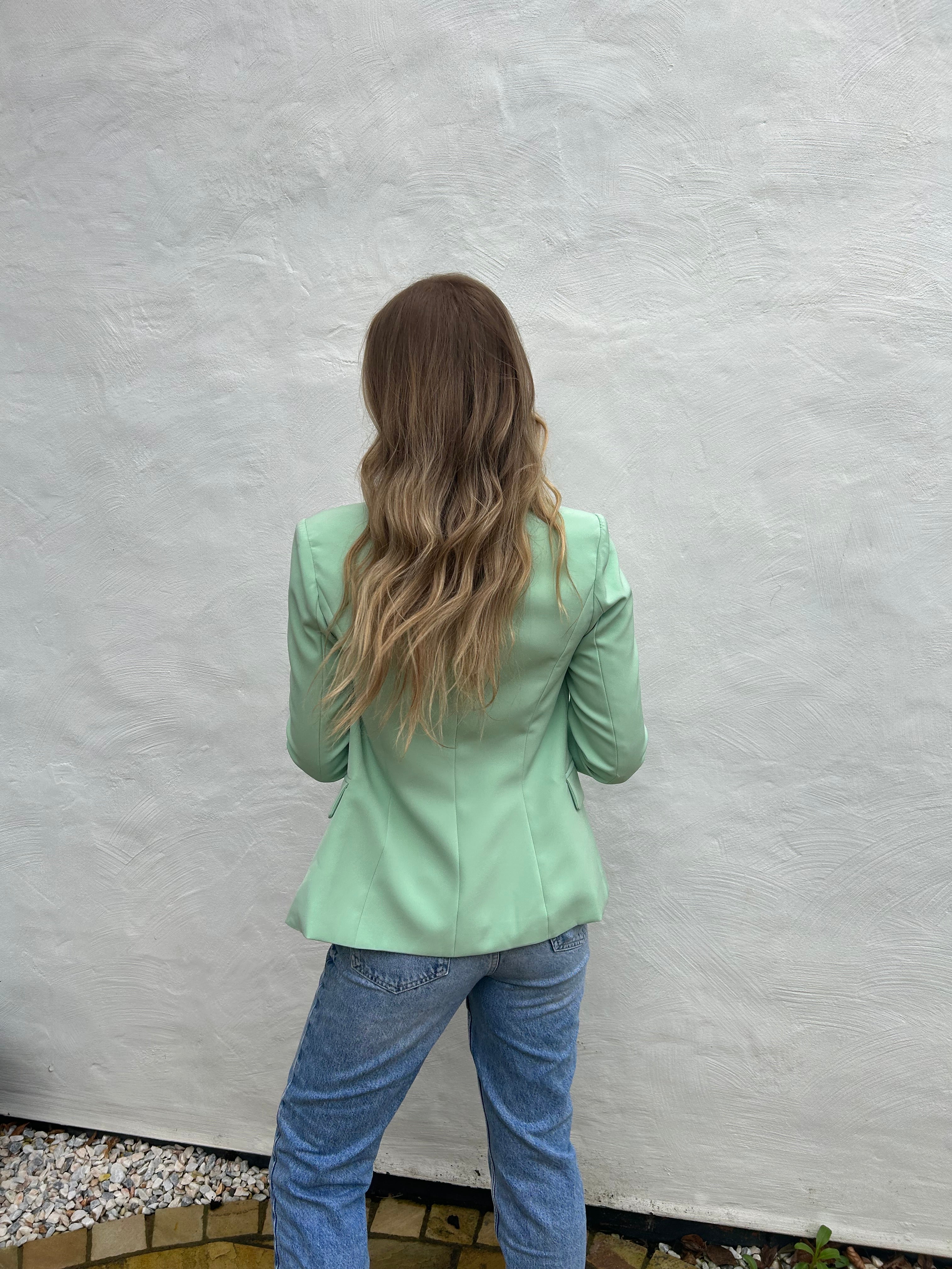 MARTHA  Double Breasted Blazer in Soft Mint